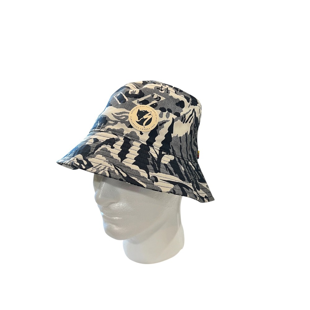Fjallraven Specialized Bucket Hat Unisex S/M Navy Cream Graphic Print